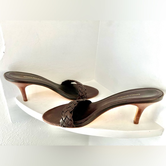 Banana Republic Brown Leather Braided Kitten Heel - Picture 6 of 9